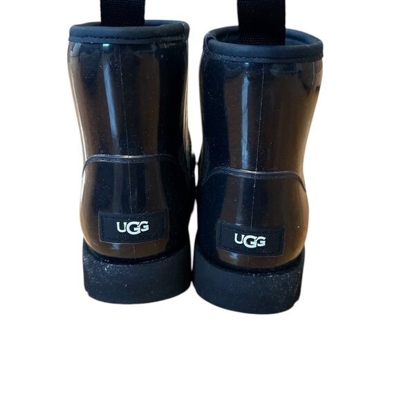 UGG Classic Clear Mini Boot - Black - Sheepskin Lined - Size 7 - Picture 7 of 9